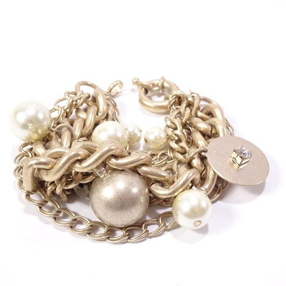 Neiman Marcus Lee Angel Women's Brass Multi Chain Charm Bracelet NWT 210 - Picture 2 of 9